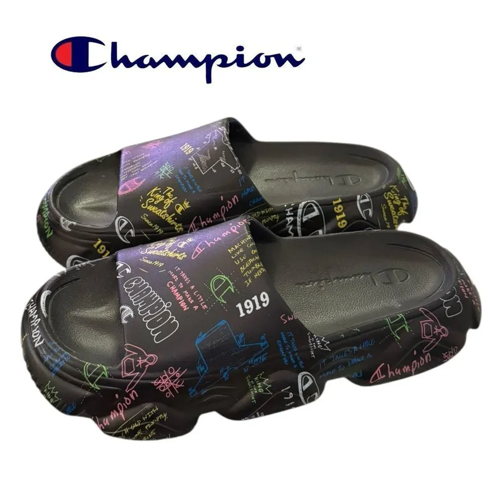 Champion Big Kids Meloso Squish Doodle Multicolor Graphic Slide Sandals 6Y